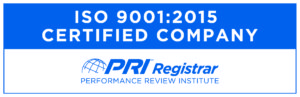 PRI Registrar Certified ISO 9001:2015 Certified